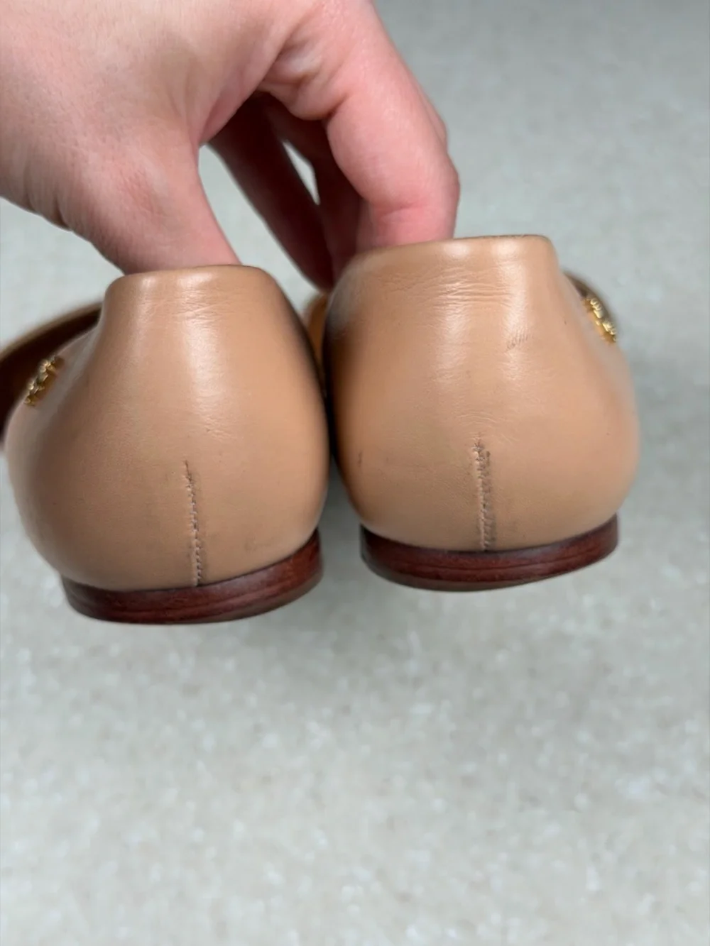 Tory Burch Two-Tone Viv D'Orsay Flat in Beige/Tan Sz 7.5 M